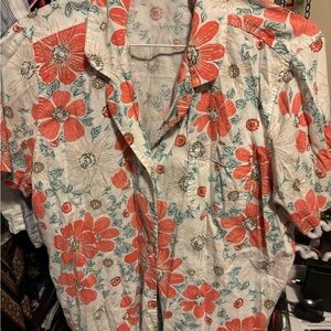 Erika Coral and Mint Floral Button-Up